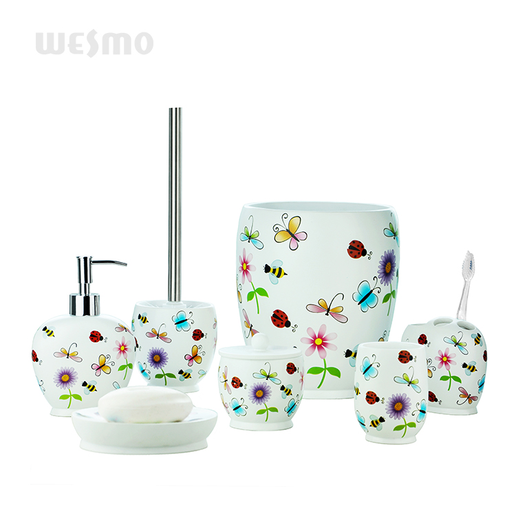 Hand Printed Polyresin Polyresin Bathroom Accessories Set Soap Dish For Home